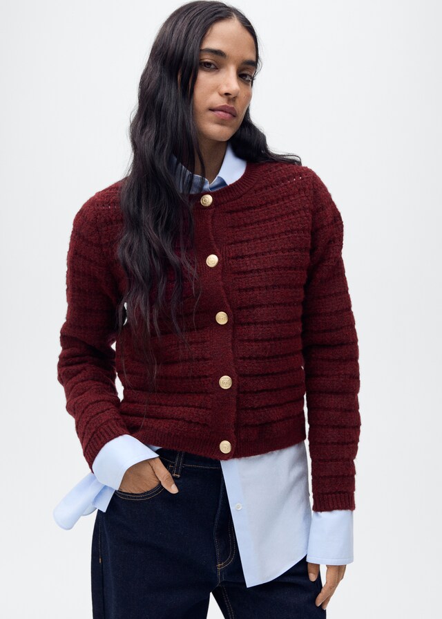 Mango Strickjacke mit Ajour-Details