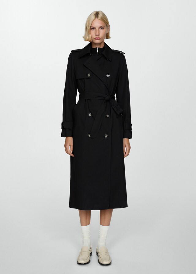 Mango Zweireihiger Baumwoll-Trenchcoat 50% Rabatt mit kostenlosem Versand