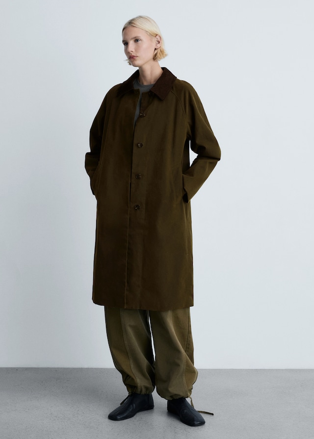 Mango Langer Parka mit Cordkragen Clearance-Verkauf