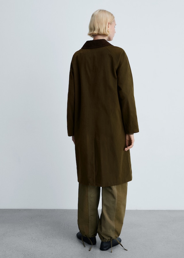 Mango Langer Parka mit Cordkragen Clearance-Verkauf