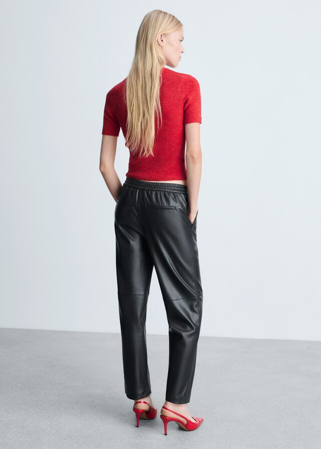 Mango Hose mit Stretchbund und Leder-Effekt Speichern exportieren
