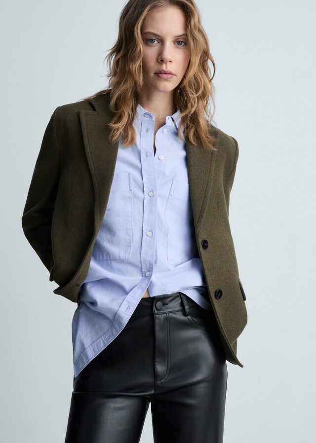 Mango Gerade Hose mit Leder-Effekt Black Friday Preise