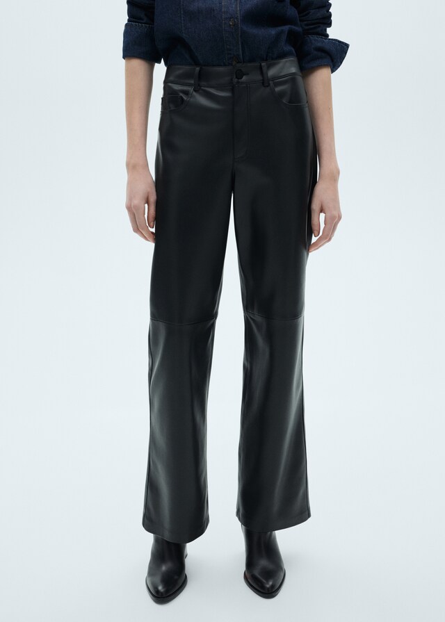 Mango Gerade Hose mit Leder-Effekt
