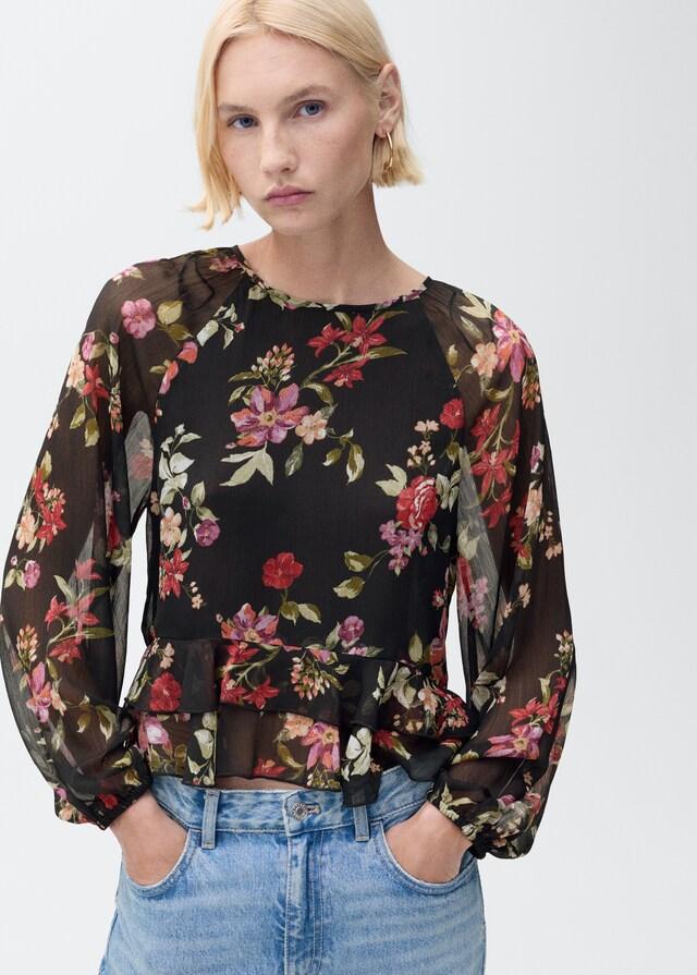 Mango Florale Rüschenbluse