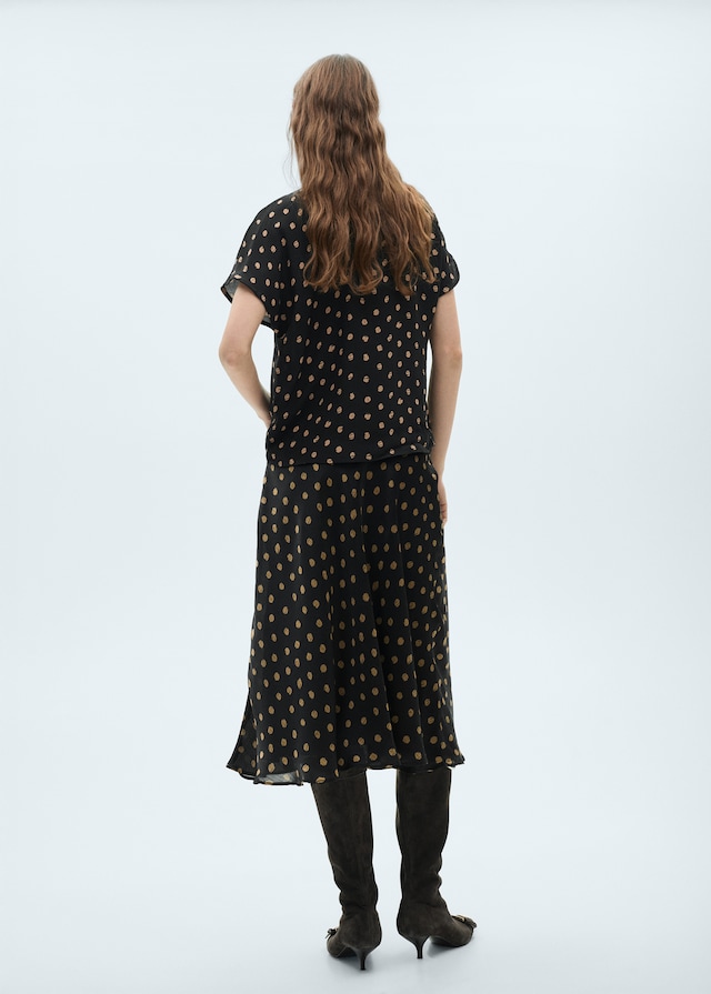 Mango Polka-Dots-Bluse mit drapiertem Kragen Verkauf