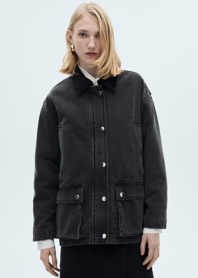 Mango Jacke mit Taschen und Cordkragen