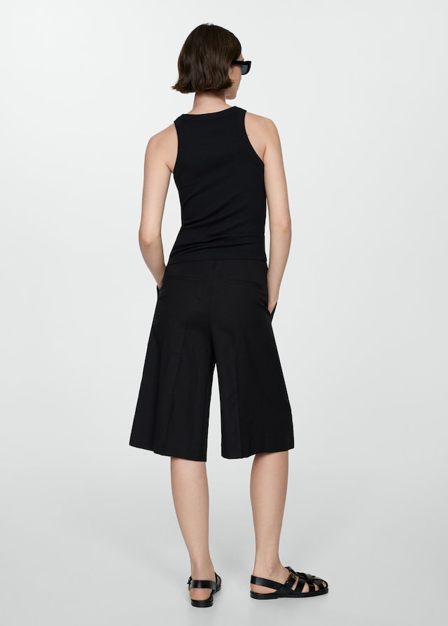 Mango Geripptes Top aus Baumwoll-Mix Flash Sale