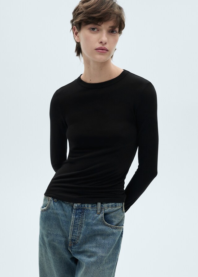 Mango Tailliertes Langarm-T-Shirt