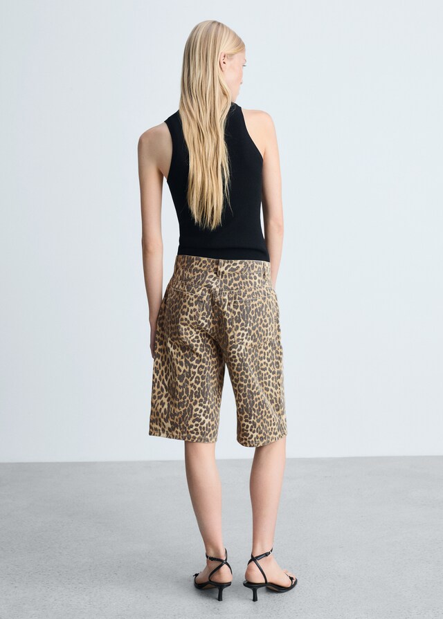 Mango Bermudashorts mit hoher Taille und Leopardenmuster Online Outlet