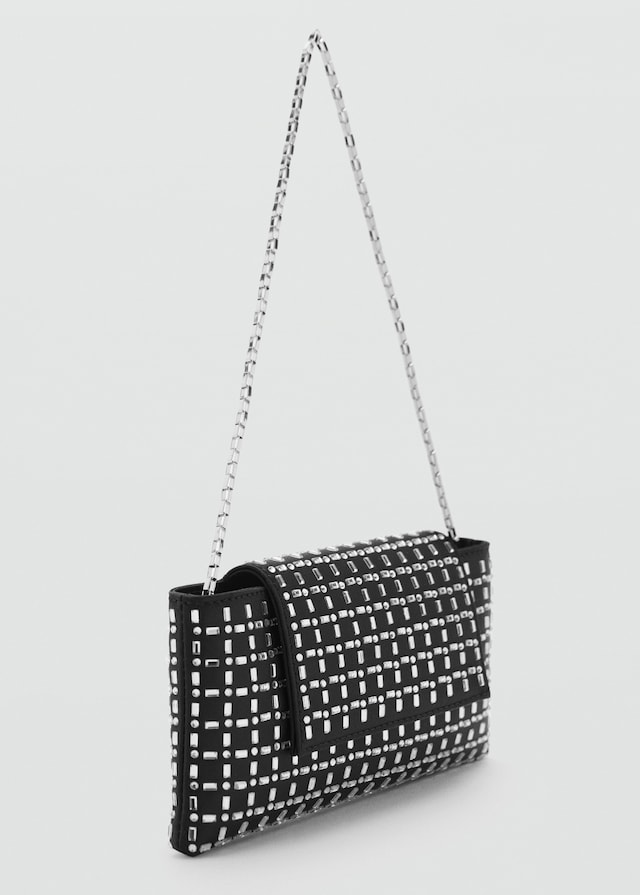 Mango Schultertasche mit Kristallsteinen Tiefpreis