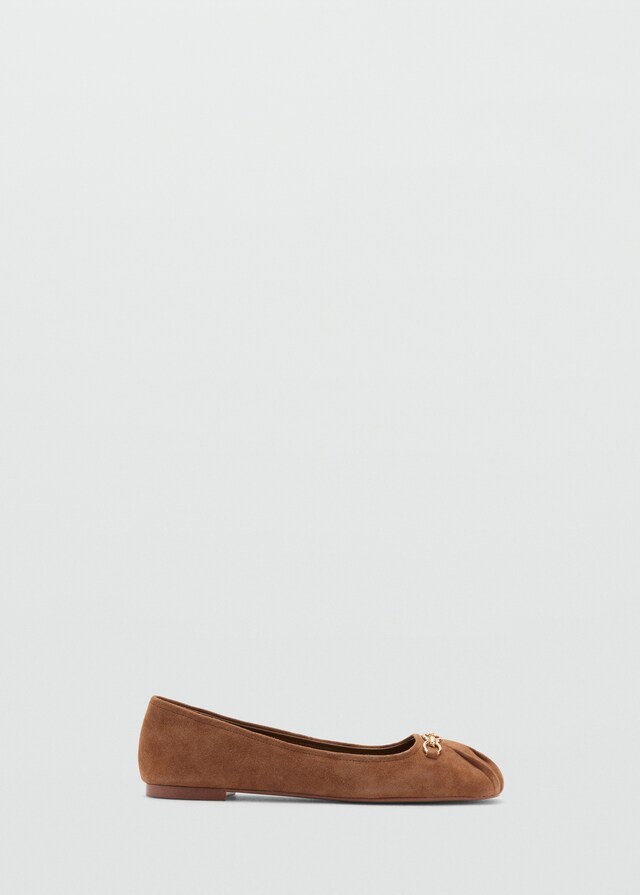 Mango Leder-Ballerinas mit Gliederkettendetail
