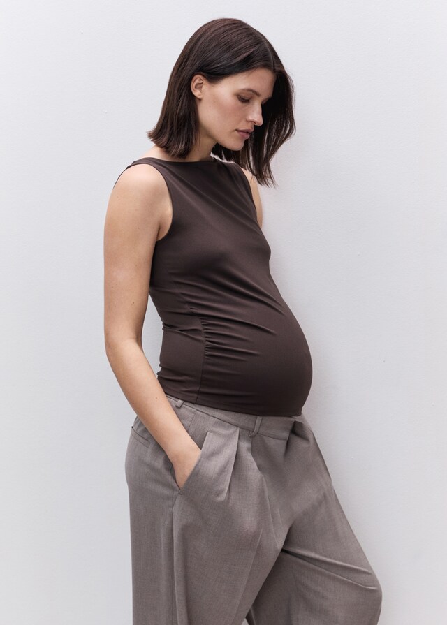 Mango Gerafftes Top mit Bateau-Ausschnitt