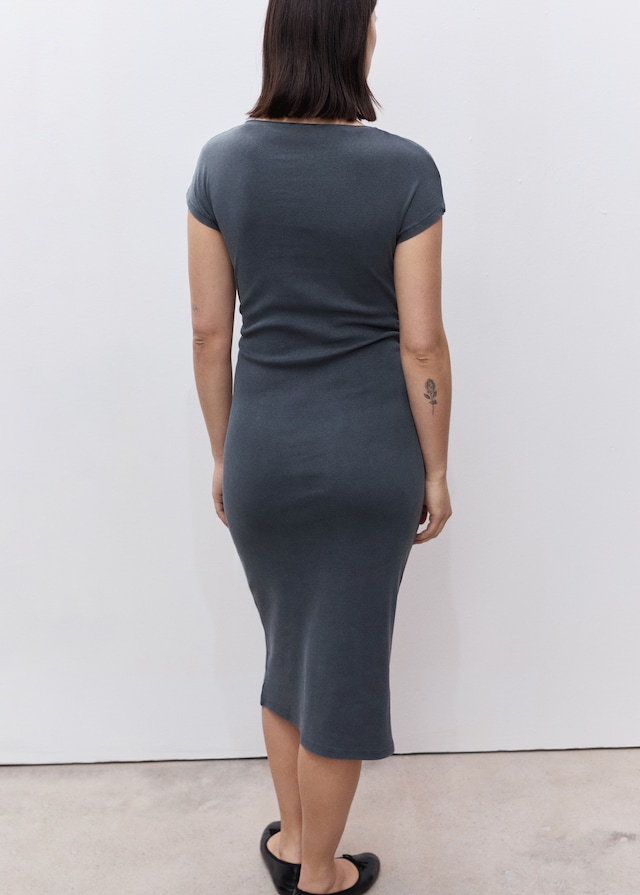 Mango Baumwollkleid mit seitlichen Raffungen Blitzverkäufe