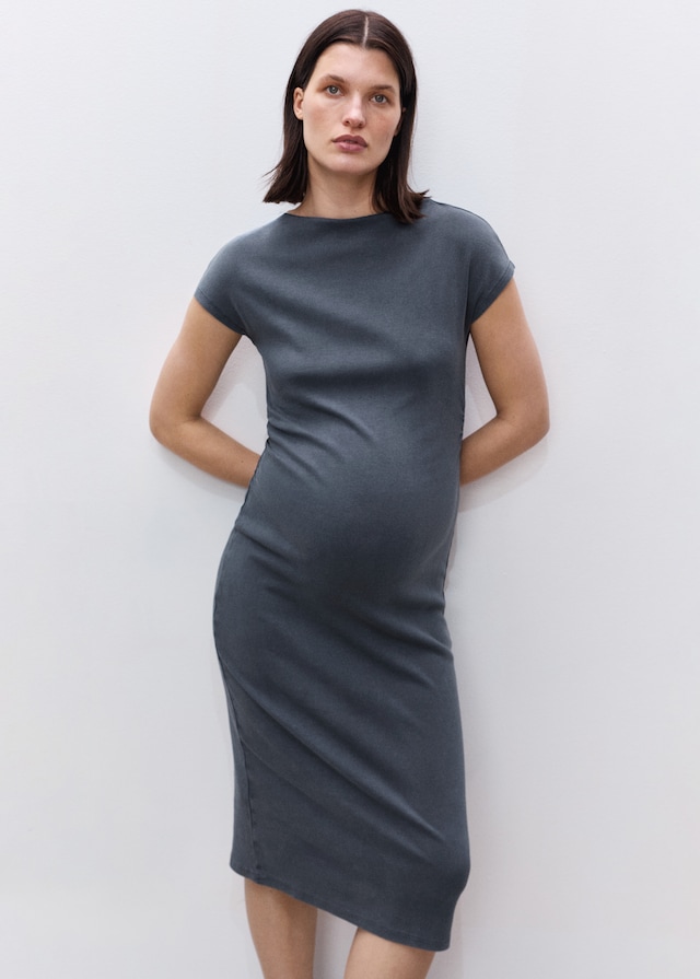 Mango Baumwollkleid mit seitlichen Raffungen Blitzverkäufe