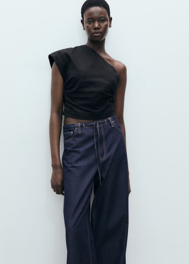 Mango Wideleg-Jeanshose mit Gürtel Flash Sale