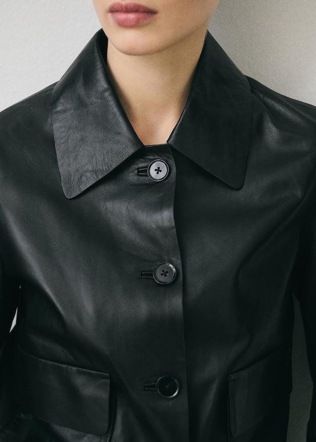 Mango Lederjacke mit Knöpfen Blitzangebot