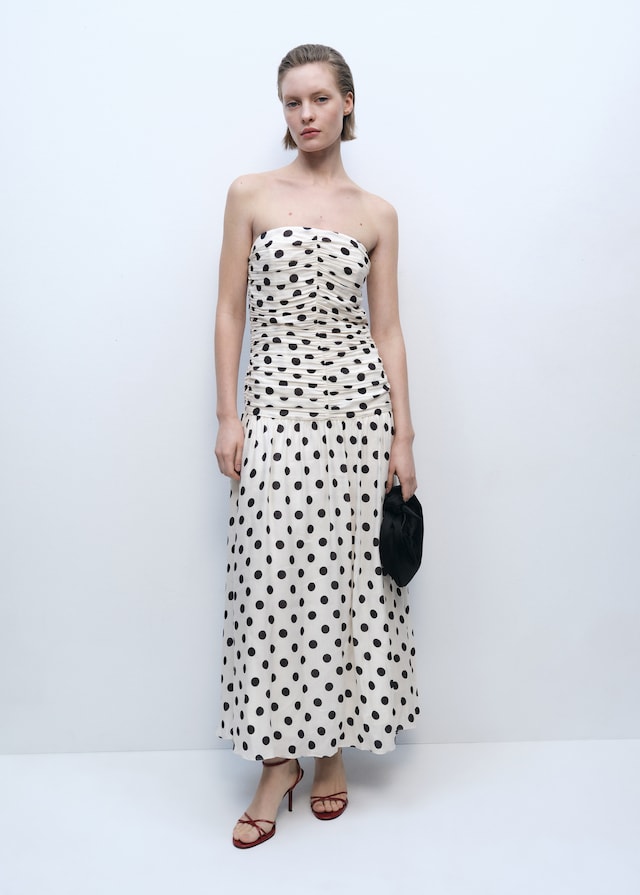 Mango Polka-Dots-Kleid mit drapiertem Oberteil Bestseller