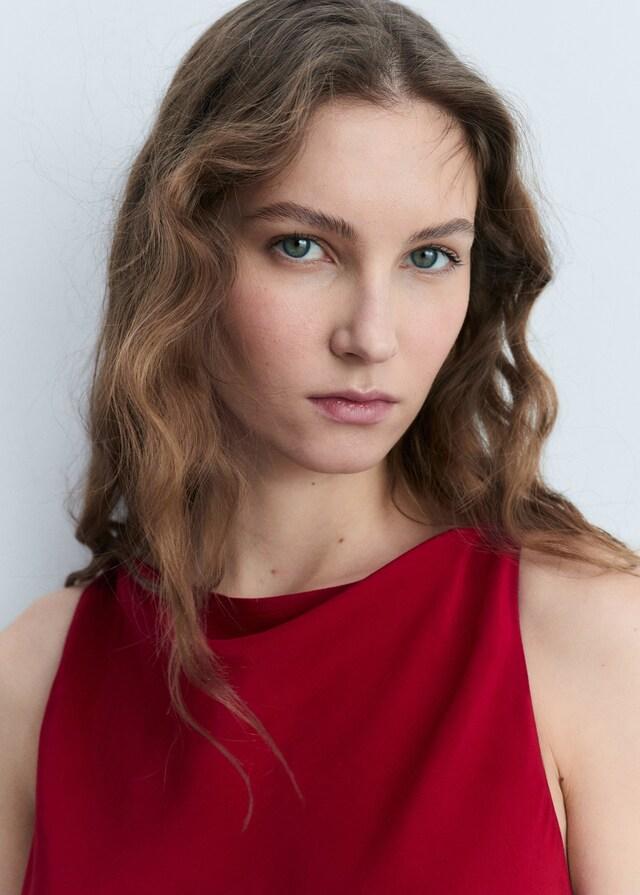 Mango Satiniertes Midi-Kleid Räumungsverkauf