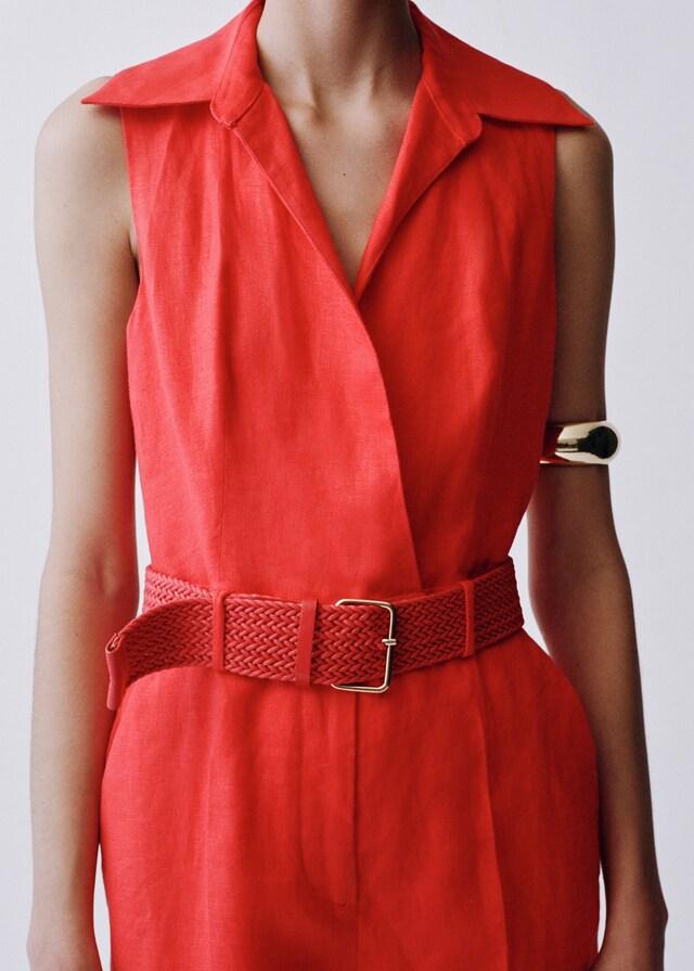 Mango Hemdblusen-Jumpsuit aus Leinen mit Gürtel