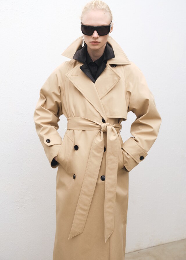 Mango Langer Oversized-Trenchcoat aus Baumwolle