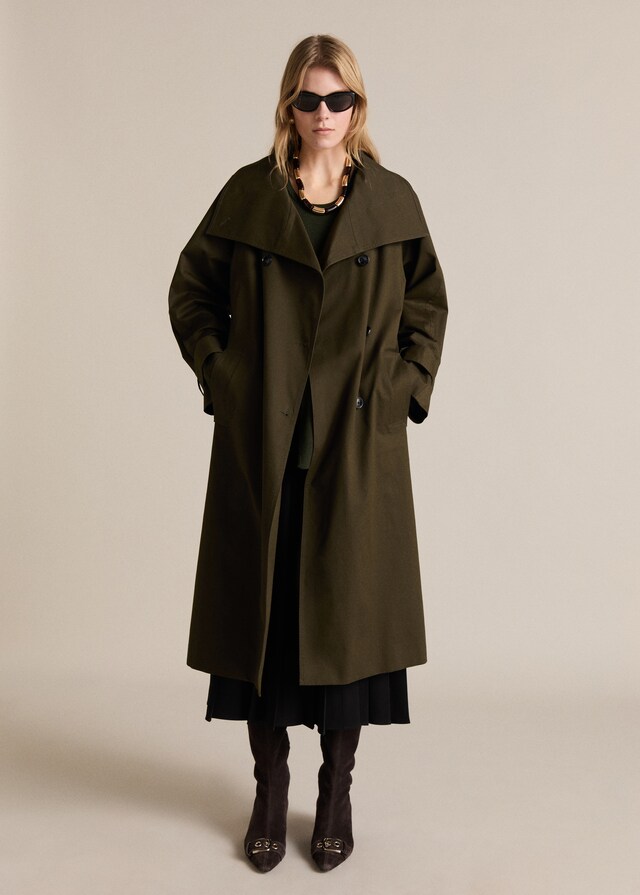 Mango Langer zweireihiger Trenchcoat Kostenloser Versand international