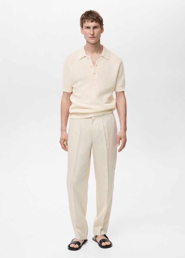 Mango Strick-Poloshirt aus Baumwolle mit Lochmuster 50% Rabatt für begrenzte Zeit