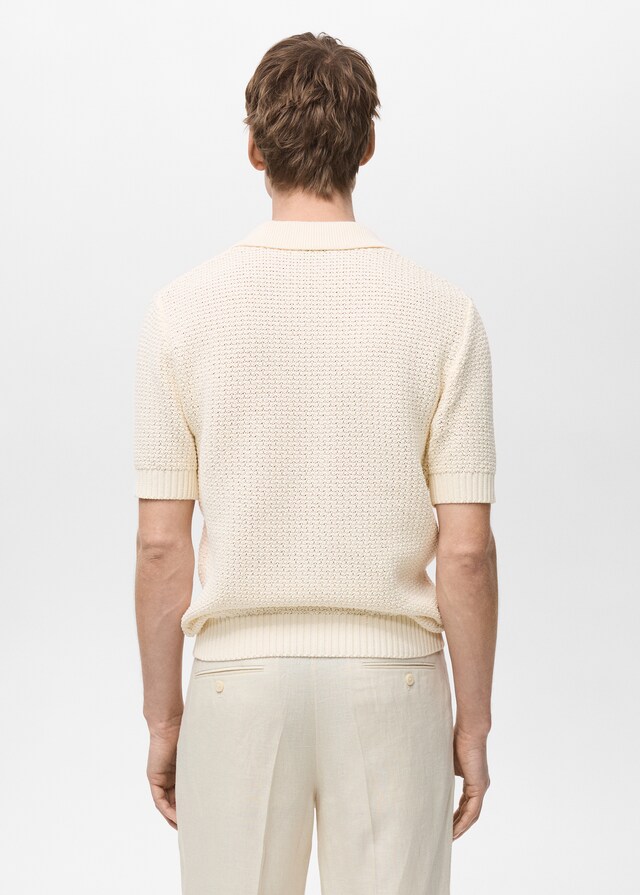 Mango Strick-Poloshirt aus Baumwolle mit Lochmuster 50% Rabatt für begrenzte Zeit