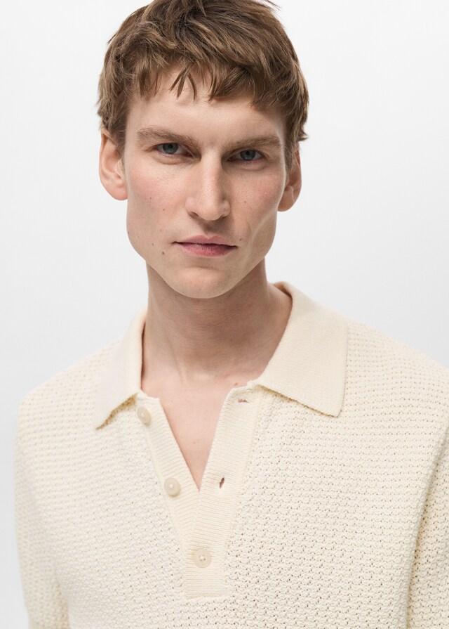 Mango Strick-Poloshirt aus Baumwolle mit Lochmuster 50% Rabatt für begrenzte Zeit