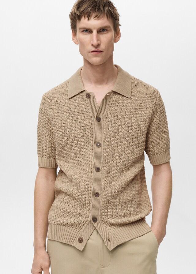 Mango Strickhemd aus Baumwolle