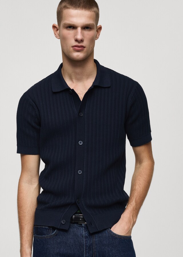 Mango Geknöpftes Poloshirt mit Baumwollstruktur