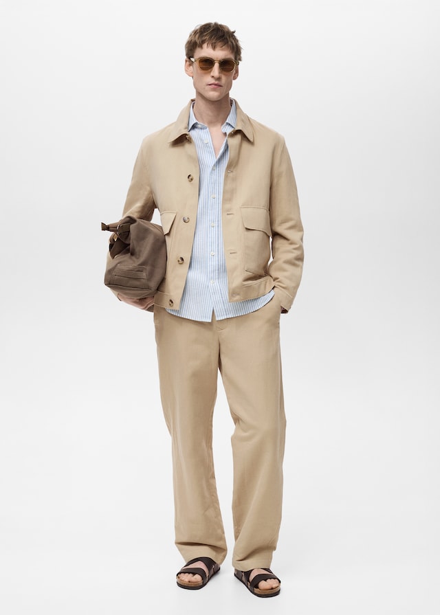 Mango Jacke aus Baumwoll-/Leinen-Mix mit Taschen Verkauf