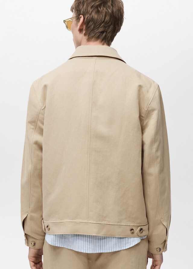 Mango Jacke aus Baumwoll-/Leinen-Mix mit Taschen Verkauf