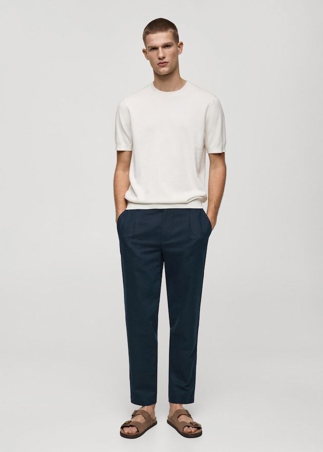 Mango Slim Fit-Leinenhose mit Kordel Fabrikverkauf