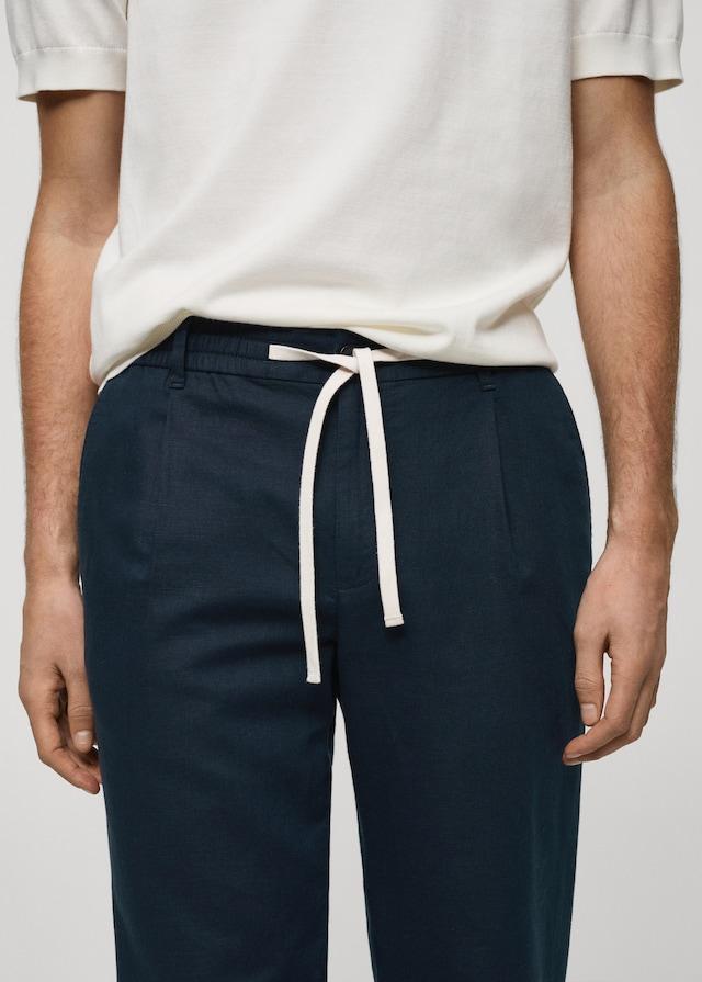 Mango Slim Fit-Leinenhose mit Kordel Fabrikverkauf