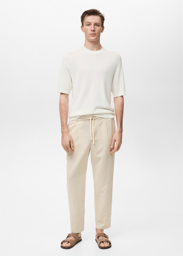 Mango Slim Fit-Leinenhose mit Kordel Meist gekauft