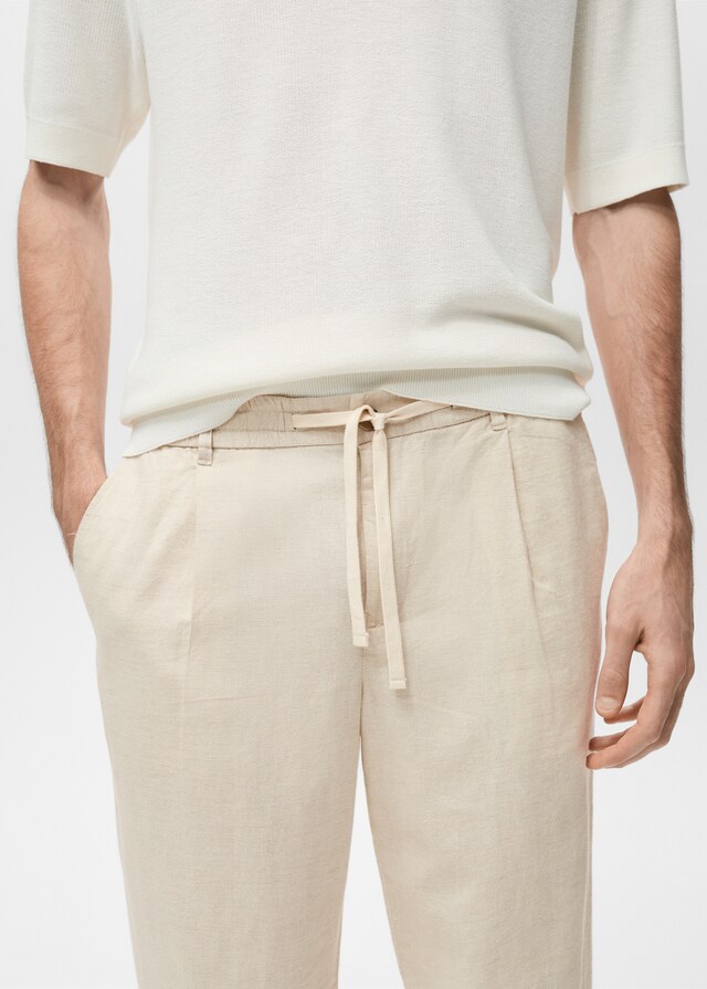 Mango Slim Fit-Leinenhose mit Kordel Meist gekauft