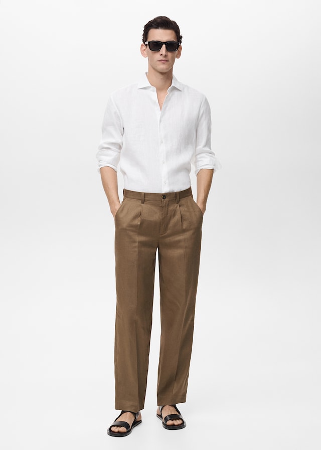 Mango Slim Fit-Hemd aus 100 % Leinen Limitierter Zeitrabatt