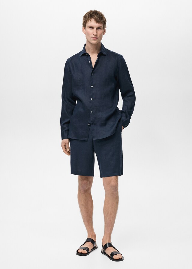Mango Slim Fit-Hemd aus 100 % Leinen Fabrik Onlineshop