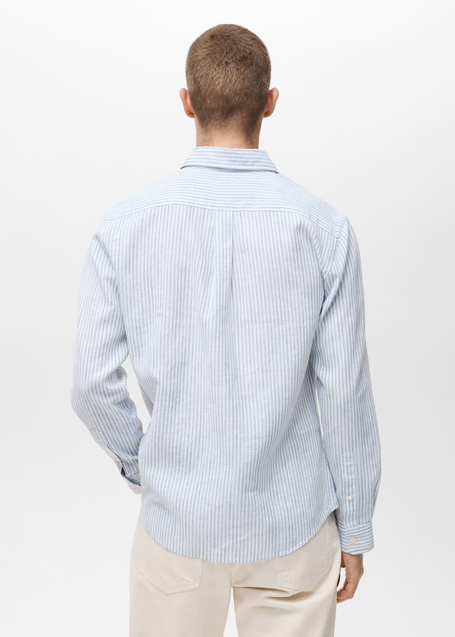 Mango Gestreiftes Regular-Fit-Leinenhemd Fabrikpreis