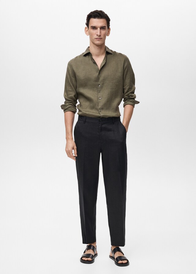 Mango Slim Fit-Hemd aus 100 % Leinen Rabatt