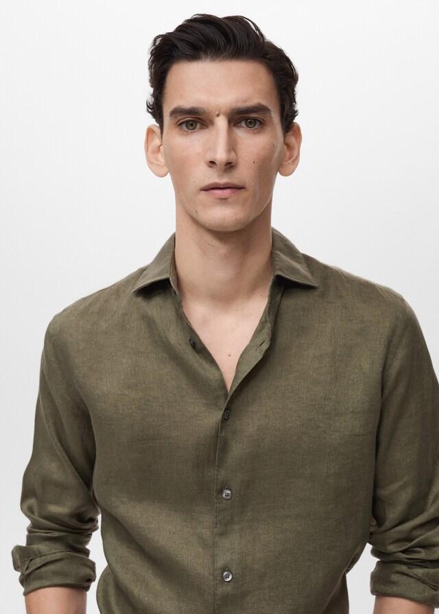 Mango Slim Fit-Hemd aus 100 % Leinen Rabatt