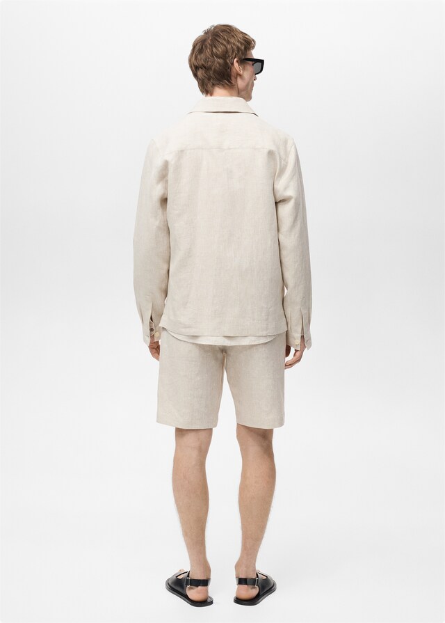 Mango Overshirt mit Taschen aus 100 % Leinen Großer Ausverkauf