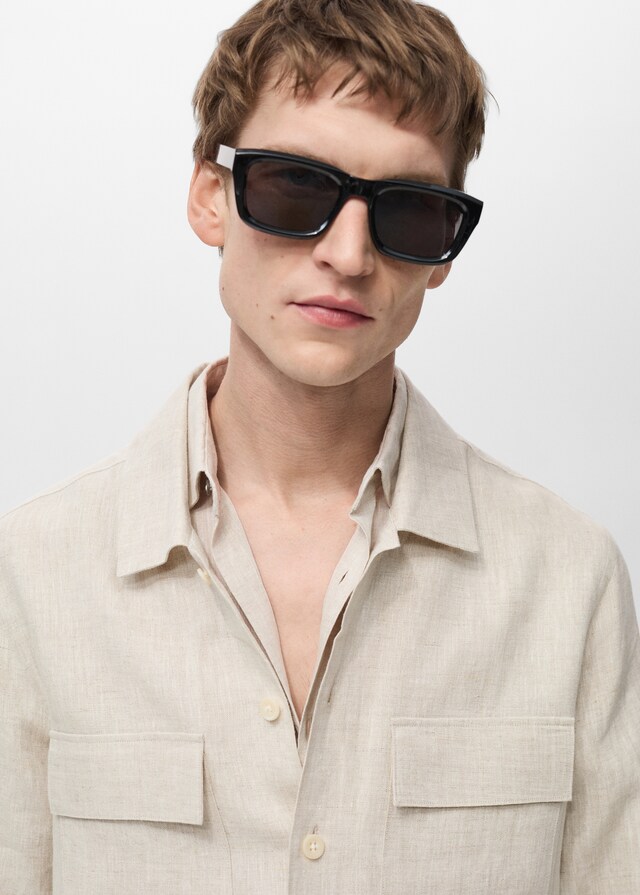 Mango Overshirt mit Taschen aus 100 % Leinen Großer Ausverkauf