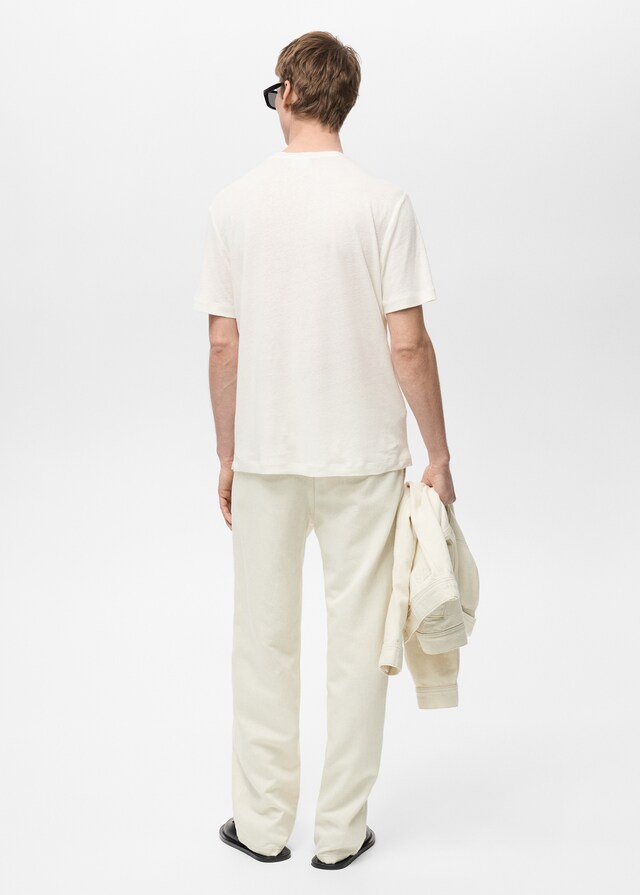 Mango Slim-Fit-T-Shirt aus Leinen Exklusivangebot