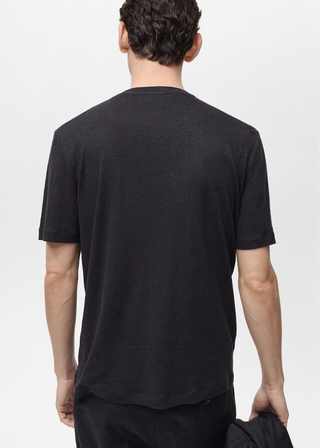 Mango Slim-Fit-T-Shirt aus Leinen Preisnachlass