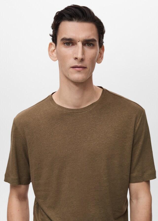Mango Slim-Fit-T-Shirt aus Leinen Saisonschlussverkauf