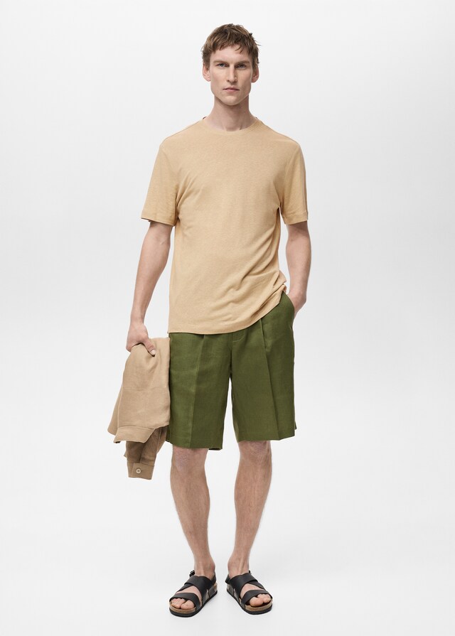 Mango Slim-Fit-T-Shirt aus Leinen Black Friday