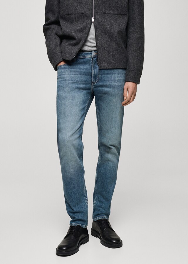 Mango Slim Fit-Jeans Jan im Used-Look mit mittlerer Waschung