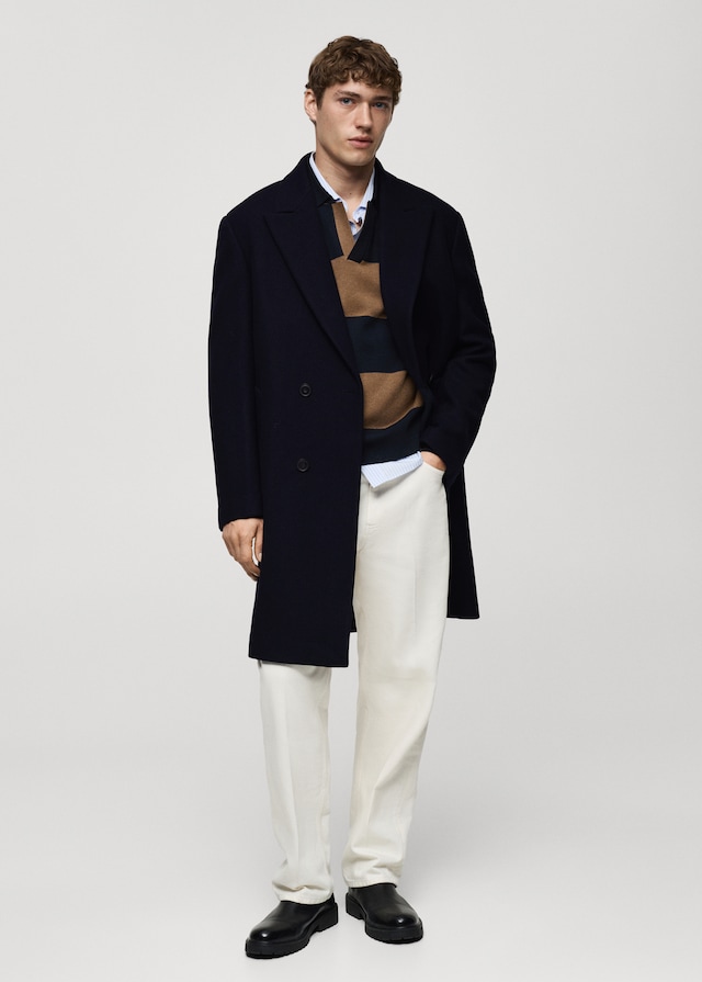 Mango Langer Relaxed-Fit-Wollmantel Bis zu 60% Rabatt