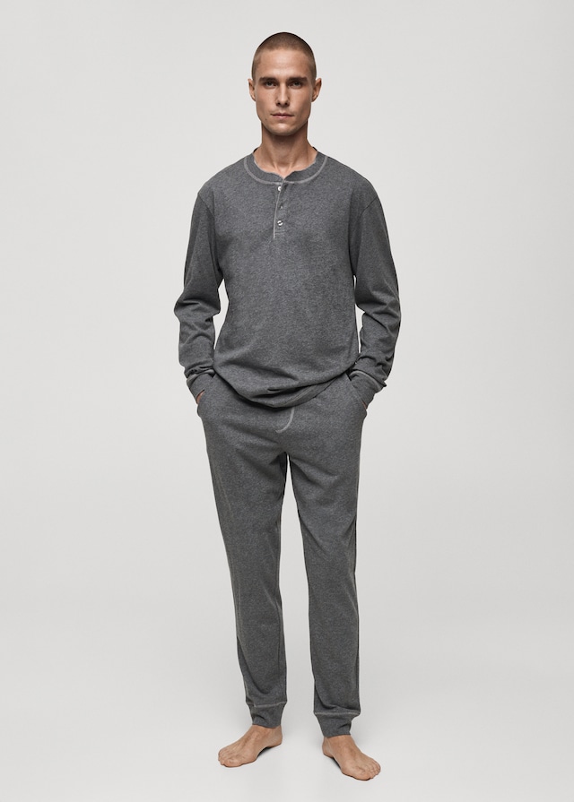 Mango Pack mit langem Pyjama aus 100 % Baumwolle Verkauf